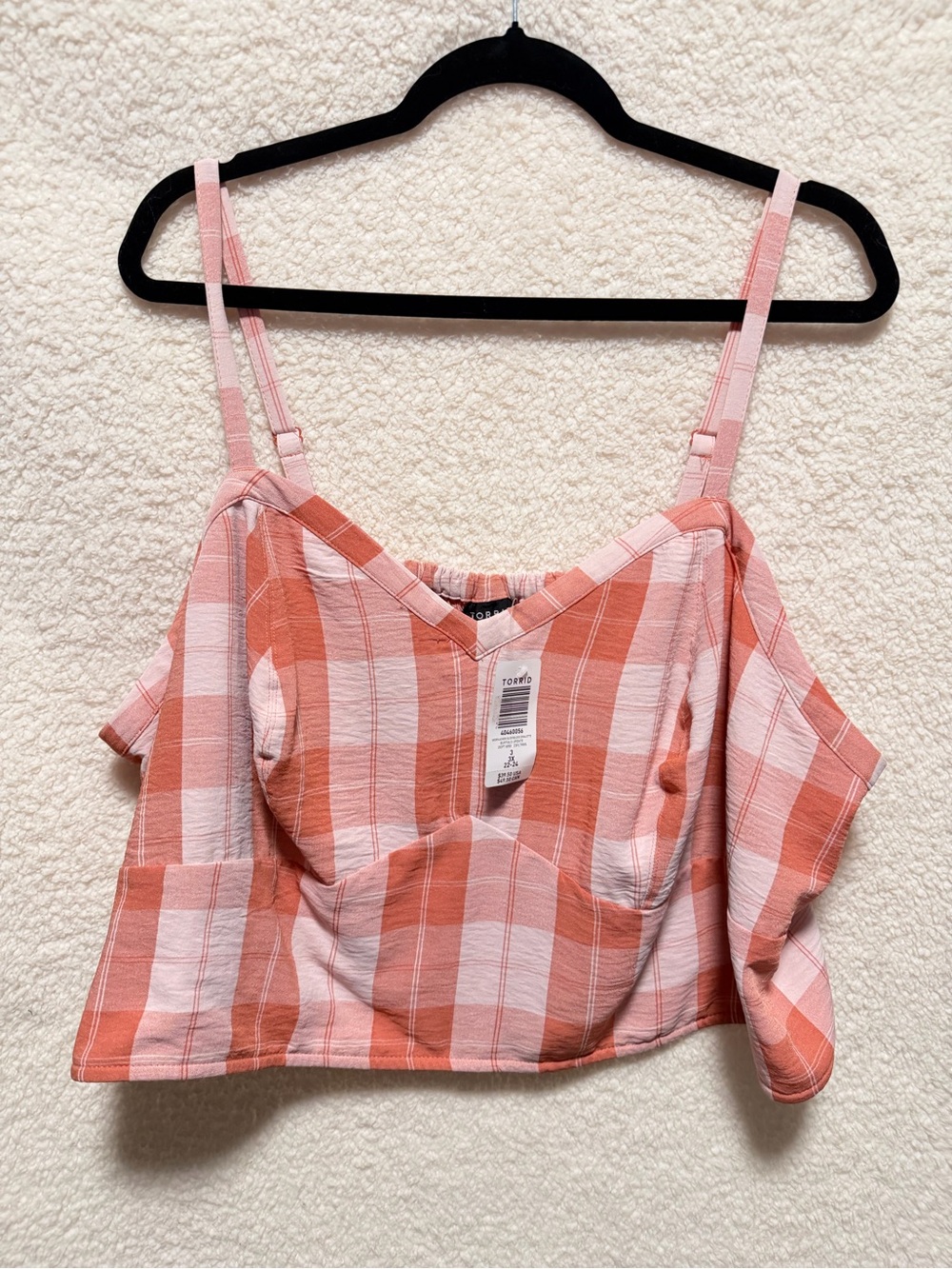 TORRID Women’s Pink Plaid Off-Shoulder Crop Top Size 3X